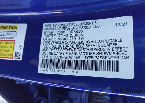 2022 Honda Accord Sport Special Edition z USA, uszkodzony, nr VIN 1HGCV1F43NA015545